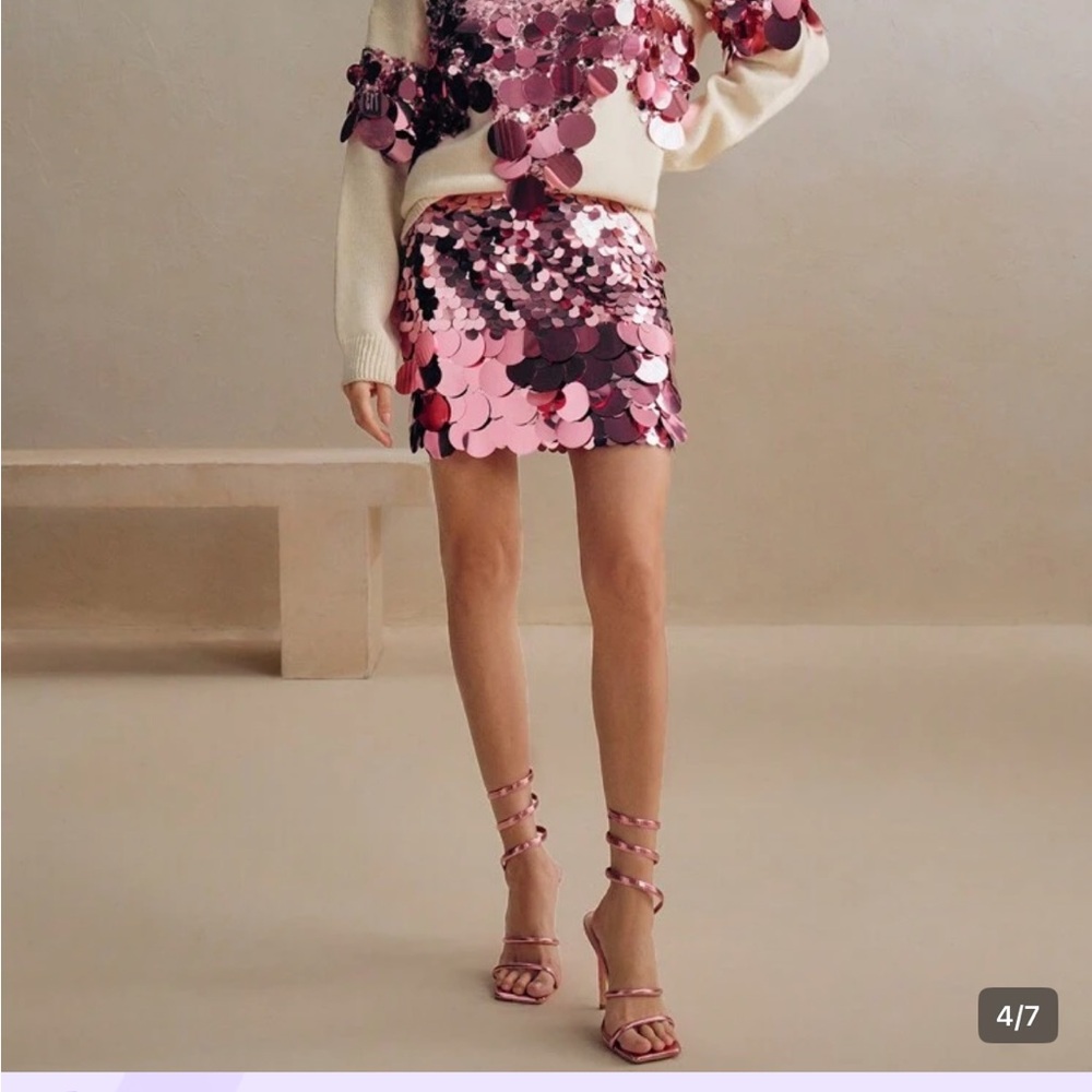 SHEIN Pink Sequin mini and sweater set . Never worn